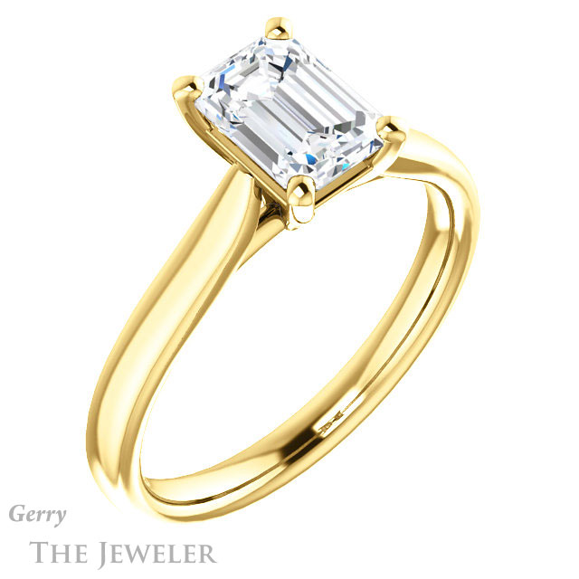 Emerald Cut Forever Brilliant Moissanite Engagement Ring #GTJ937-emerald-fb-y