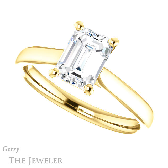 Emerald Cut Forever Brilliant Moissanite Engagement Ring #GTJ937-emerald-fb-y