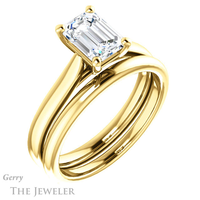 Emerald Cut Forever Brilliant Moissanite Engagement Ring #GTJ937-emerald-fb-y