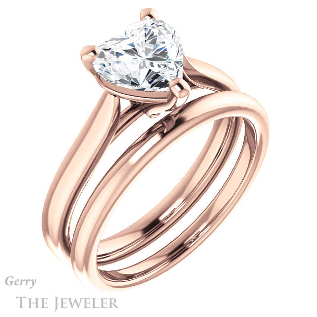 Heart Shaped Forever Brilliant Moissanite Engagement Ring #GTJ937-heart-fb-r