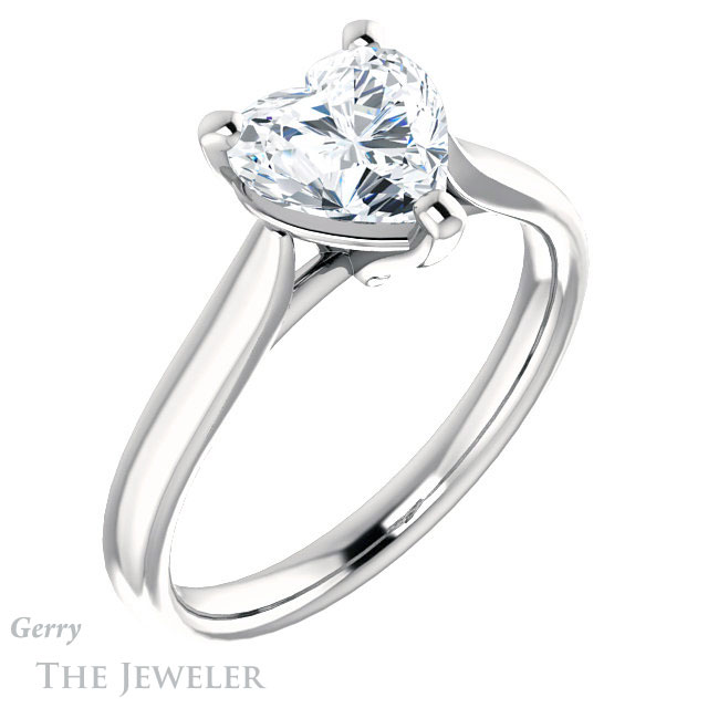 Heart Shaped Forever One Moissanite Engagement Ring #GTJ937-heart-fb-w 4 Heart Shaped Forever Brilliant Moissanite Engagement Ring #GTJ937-heart-fb-w