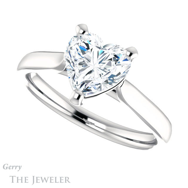 Heart Shaped Forever One Moissanite Engagement Ring #GTJ937-heart-fb-w 5 Heart Shaped Forever Brilliant Moissanite Engagement Ring #GTJ937-heart-fb-w