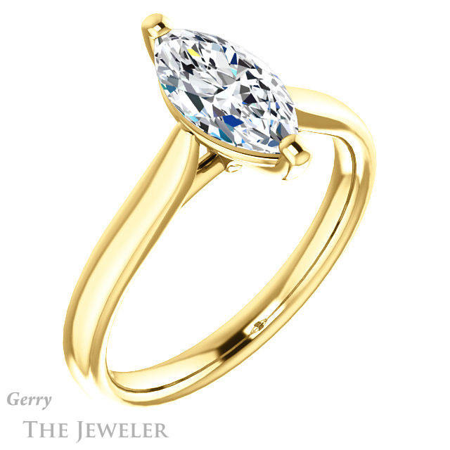 Marquise Cut Forever One Moissanite Engagement Ring #GTJ937-marquise-fb-y 4 Marquise Cut Forever Brilliant Moissanite Engagement Ring #GTJ937-marquise-fb-y