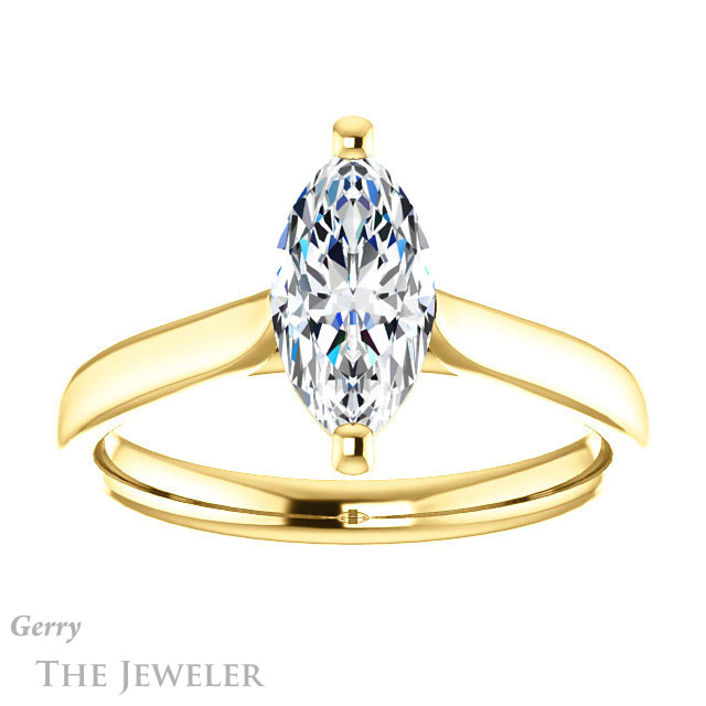 Marquise Cut Forever One Moissanite Engagement Ring #GTJ937-marquise-fb-y 1 Marquise Cut Forever Brilliant Moissanite Engagement Ring #GTJ937-marquise-fb-y