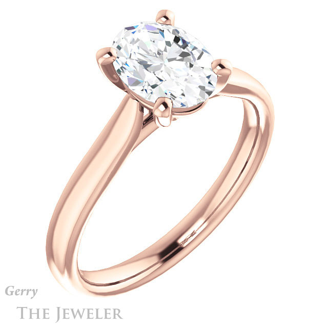 Oval Shaped Forever One Moissanite Engagement Ring #GTJ937-oval-fo-r