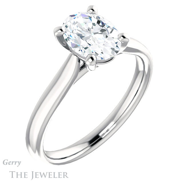 Oval Shaped Forever One Moissanite Engagement Ring #GTJ937-oval-fo-w
