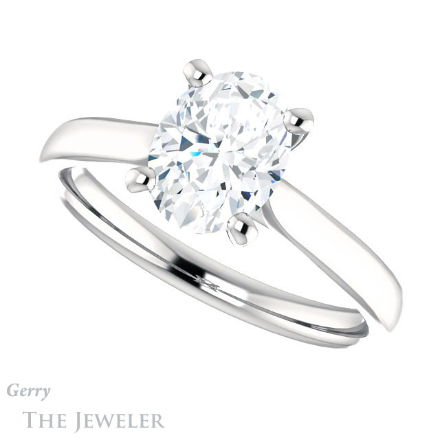 Oval Shaped Forever One Moissanite Engagement Ring #GTJ937-oval-fo-w