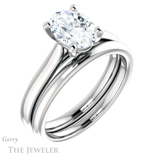 Oval Shaped Forever One Moissanite Engagement Ring #GTJ937-oval-fo-w