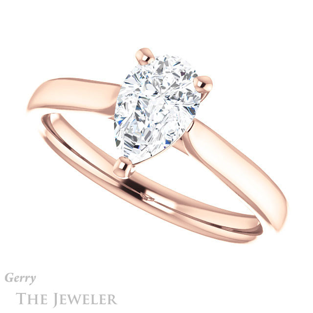 Pear Shaped Forever Brilliant Moissanite Engagement Ring #GTJ937-pear-fb-r
