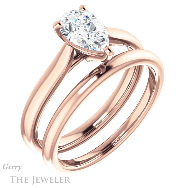 Pear Shaped Forever Brilliant Moissanite Engagement Ring #GTJ937-pear-fb-r