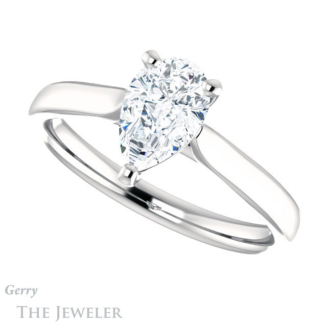 Pear Shaped Forever One Moissanite Engagement Ring #GTJ937-pear-fb-w 5 Pear Shaped Forever Brilliant Moissanite Engagement Ring #GTJ937-pear-fb-w