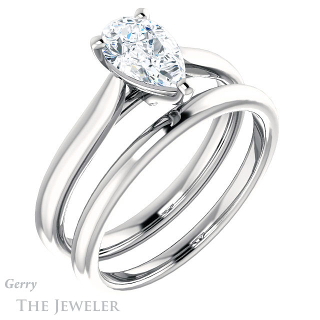 Pear Shaped Forever One Moissanite Engagement Ring #GTJ937-pear-fb-w 6 Pear Shaped Forever Brilliant Moissanite Engagement Ring #GTJ937-pear-fb-w