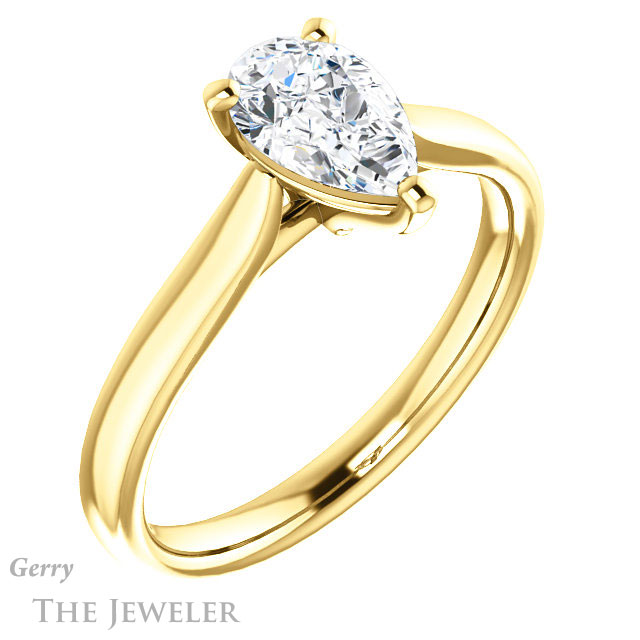 Pear Shaped Forever Brilliant Moissanite Engagement Ring #GTJ937-pear-fb-y