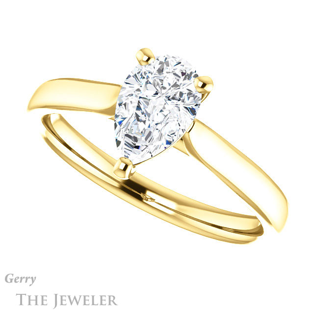 Pear Shaped Forever Brilliant Moissanite Engagement Ring #GTJ937-pear-fb-y