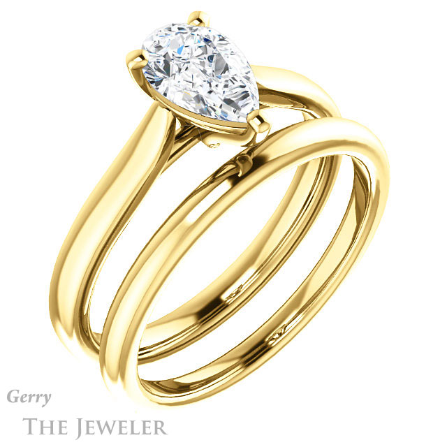 Pear Shaped Forever Brilliant Moissanite Engagement Ring #GTJ937-pear-fb-y