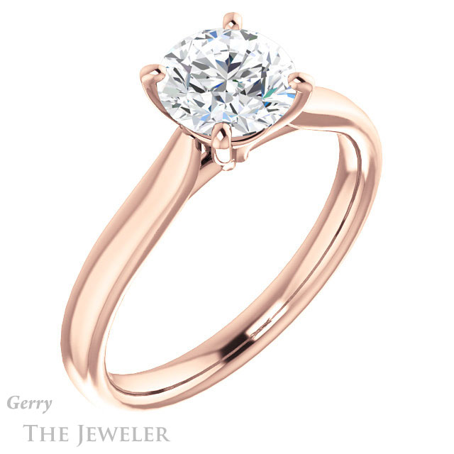 Round Cut Forever One Moissanite Engagement Ring #GTJ937-round-fo-r 4 Round Cut Forever One Moissanite Engagement Ring #GTJ937-round-fo-r