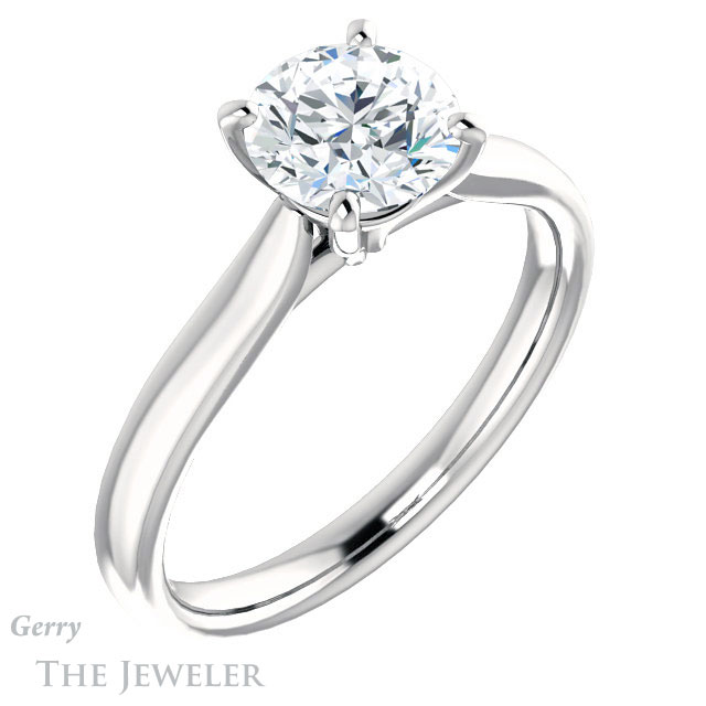 Round Cut Forever One Moissanite Engagement Ring #GTJ937-round-fo-w 4 Round Cut Forever One Moissanite Engagement Ring #GTJ937-round-fo-w