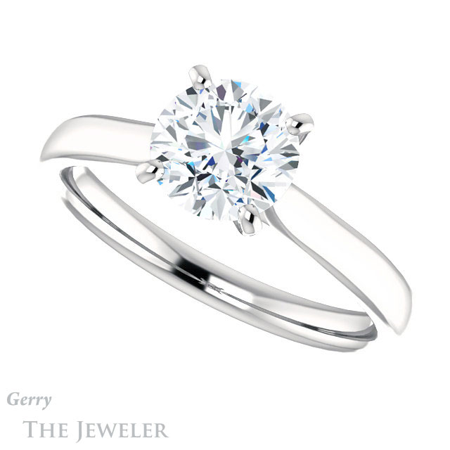 Round Cut Forever One Moissanite Engagement Ring #GTJ937-round-fo-w 5 Round Cut Forever One Moissanite Engagement Ring #GTJ937-round-fo-w