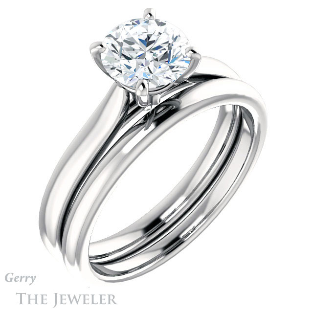 Round Cut Forever One Moissanite Engagement Ring #GTJ937-round-fo-w 6 Round Cut Forever One Moissanite Engagement Ring #GTJ937-round-fo-w