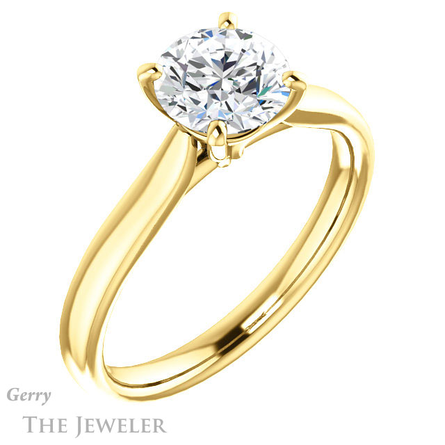 Round Cut Forever One Moissanite Engagement Ring #GTJ937-round-fo-y 4 Round Cut Forever One Moissanite Engagement Ring #GTJ937-round-fo-y