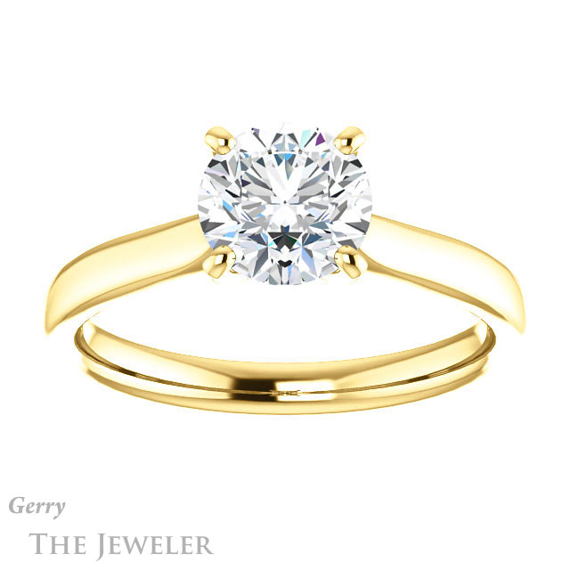 Round Cut Forever One Moissanite Engagement Ring #GTJ937-round-fo-y 1 Round Cut Forever One Moissanite Engagement Ring #GTJ937-round-fo-y