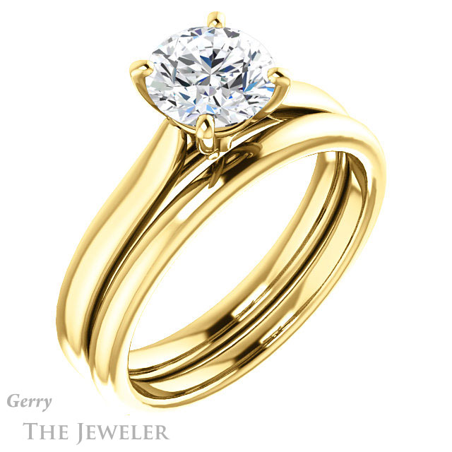 Round Cut Forever One Moissanite Engagement Ring #GTJ937-round-fo-y 6 Round Cut Forever One Moissanite Engagement Ring #GTJ937-round-fo-y