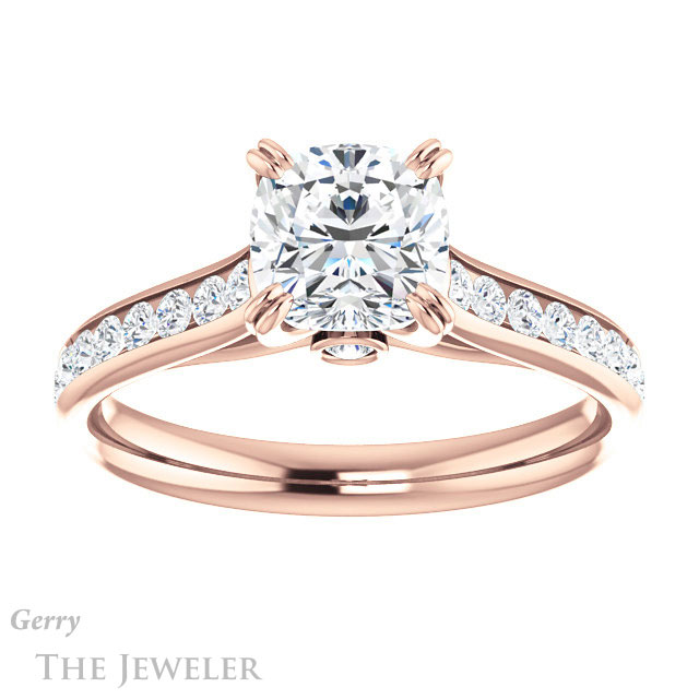 Cushion Cut Forever One Moissanite Engagement Ring #GTJ938-cushion-fo-r