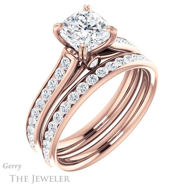 Cushion Cut Forever One Moissanite Engagement Ring #GTJ938-cushion-fo-r