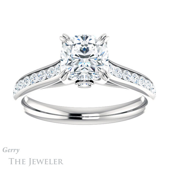 Cushion Cut Forever One Moissanite Engagement Ring #GTJ938-cushion-fo-w