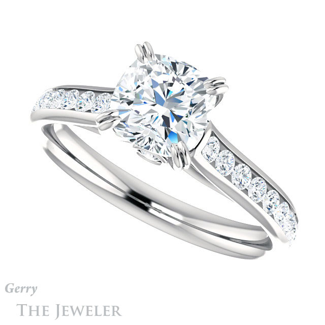 Cushion Cut Forever One Moissanite Engagement Ring #GTJ938-cushion-fo-w