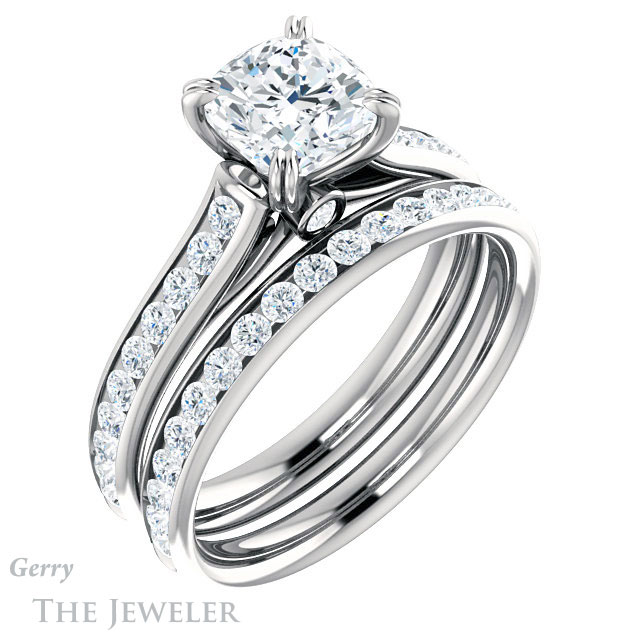 Cushion Cut Forever One Moissanite Engagement Ring #GTJ938-cushion-fo-w