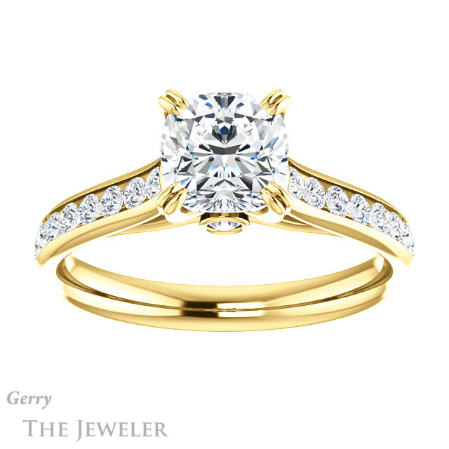 Cushion Cut Forever One Moissanite Engagement Ring #GTJ938-cushion-fo-y