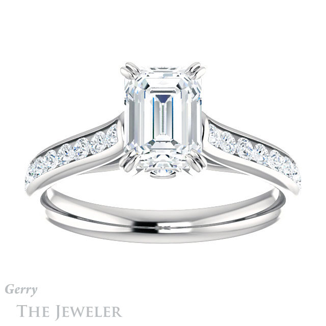 Emerald Cut Forever Brilliant Moissanite Engagement Ring #GTJ938-emerald-fb-w