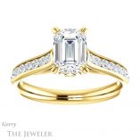 Emerald Cut Forever One Moissanite Engagement Ring #GTJ938-emerald-fb-y 1 Emerald Cut Forever Brilliant Moissanite Engagement Ring #GTJ938-emerald-fb-y