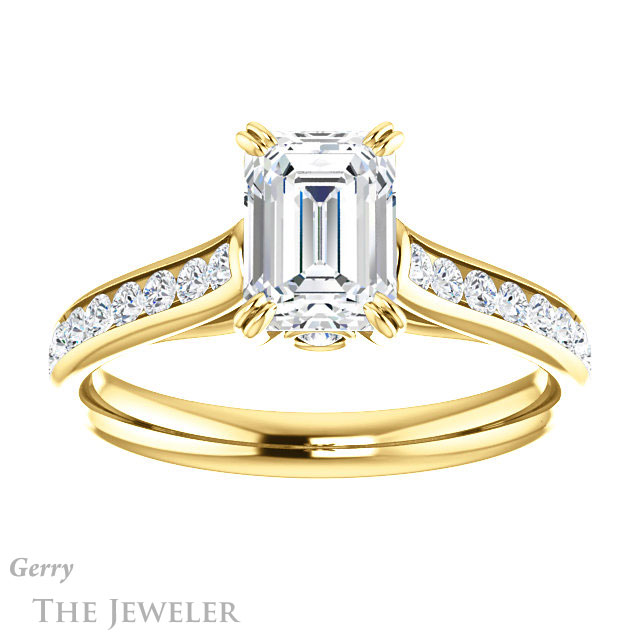 Emerald Cut Forever Brilliant Moissanite Engagement Ring #GTJ938-emerald-fb-y