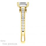 Emerald Cut Forever One Moissanite Engagement Ring #GTJ938-emerald-fb-y 3 Emerald Cut Forever Brilliant Moissanite Engagement Ring #GTJ938-emerald-fb-y