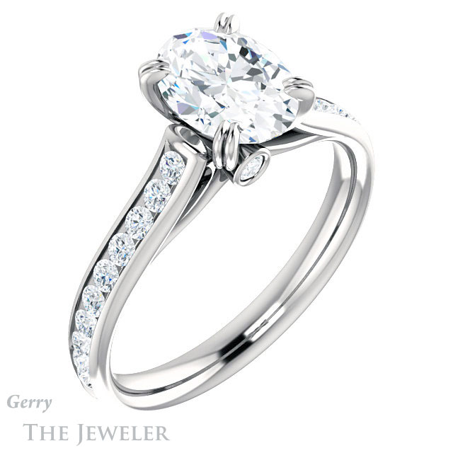 Oval Shaped Forever One Moissanite Engagement Ring #GTJ938-oval-fo-w
