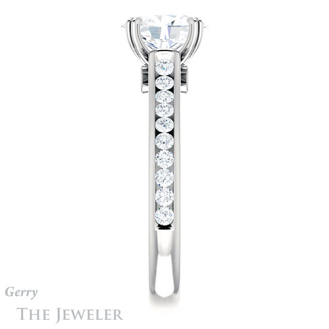 Oval Shaped Forever One Moissanite Engagement Ring #GTJ938-oval-fo-w