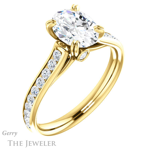 Oval Shaped Forever One Moissanite Engagement Ring #GTJ938-oval-fo-y