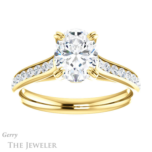 Oval Shaped Forever One Moissanite Engagement Ring #GTJ938-oval-fo-y