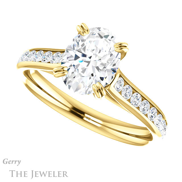 Oval Shaped Forever One Moissanite Engagement Ring #GTJ938-oval-fo-y