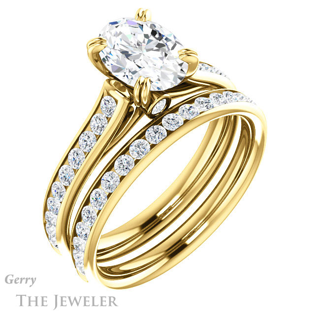 Oval Shaped Forever One Moissanite Engagement Ring #GTJ938-oval-fo-y