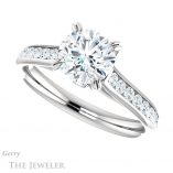 Round Cut Forever One Moissanite Engagement Ring #GTJ938-round-fo-w 5 Round Cut Forever One Moissanite Engagement Ring #GTJ938-round-fo-w