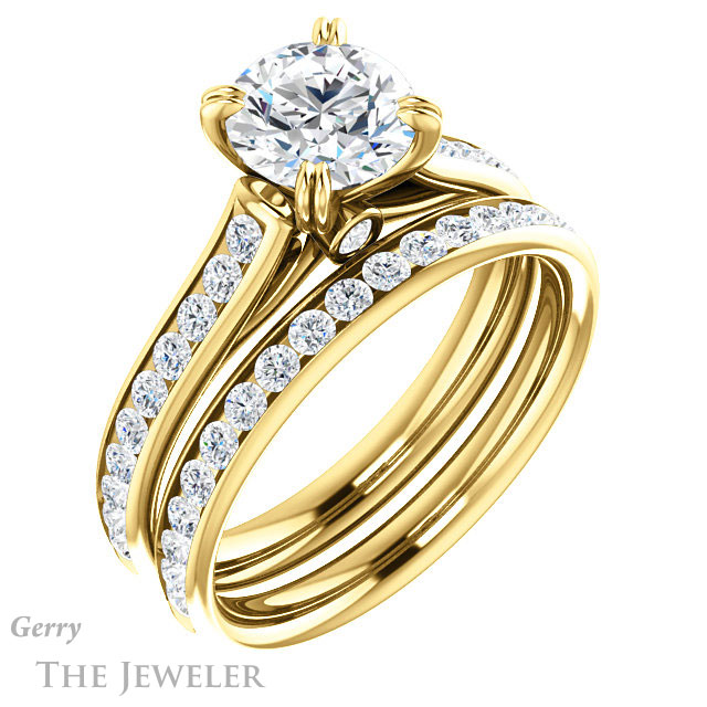 Round Cut Forever One Moissanite Engagement Ring #GTJ938-round-fo-y 6 Round Cut Forever One Moissanite Engagement Ring #GTJ938-round-fo-y