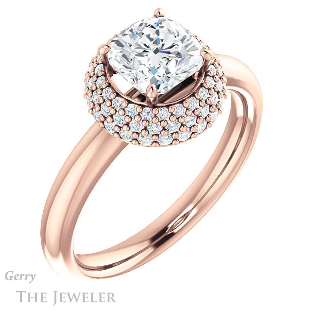 Cushion Cut Forever One Moissanite Engagement Ring #GTJ939-cushion-fo-r | Gerry The Jeweler Cushion Cut Forever One Moissanite Engagement Ring #GTJ939-cushion-fo-r