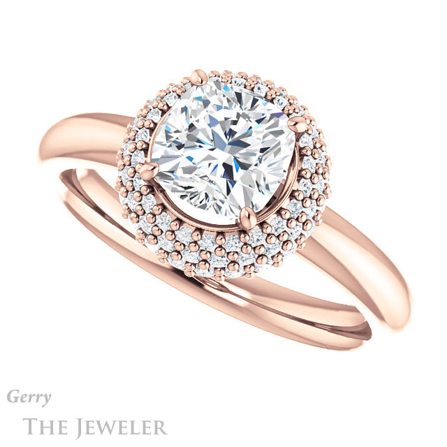 Cushion Cut Forever One Moissanite Engagement Ring #GTJ939-cushion-fo-r | Gerry The Jeweler Cushion Cut Forever One Moissanite Engagement Ring #GTJ939-cushion-fo-r