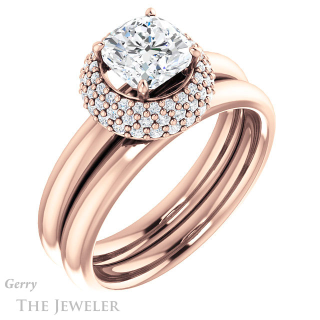 Cushion Cut Forever One Moissanite Engagement Ring #GTJ939-cushion-fo-r | Gerry The Jeweler Cushion Cut Forever One Moissanite Engagement Ring #GTJ939-cushion-fo-r