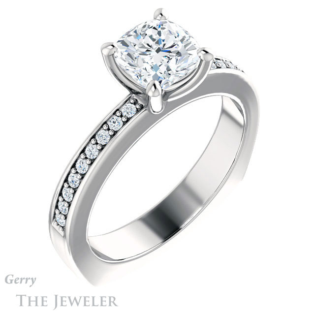 Cushion Cut Forever One Moissanite Engagement Ring #GTJ941-cushion-fo-w