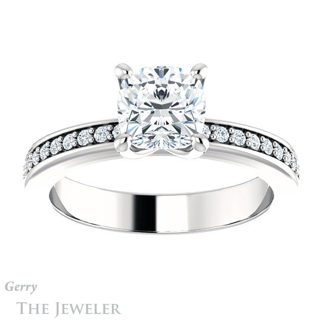 Cushion Cut Forever One Moissanite Engagement Ring #GTJ941-cushion-fo-w