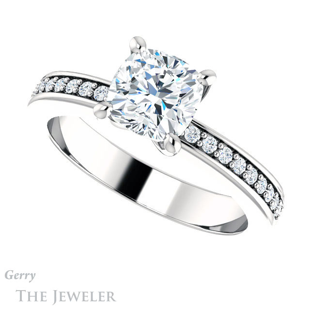 Cushion Cut Forever One Moissanite Engagement Ring #GTJ941-cushion-fo-w